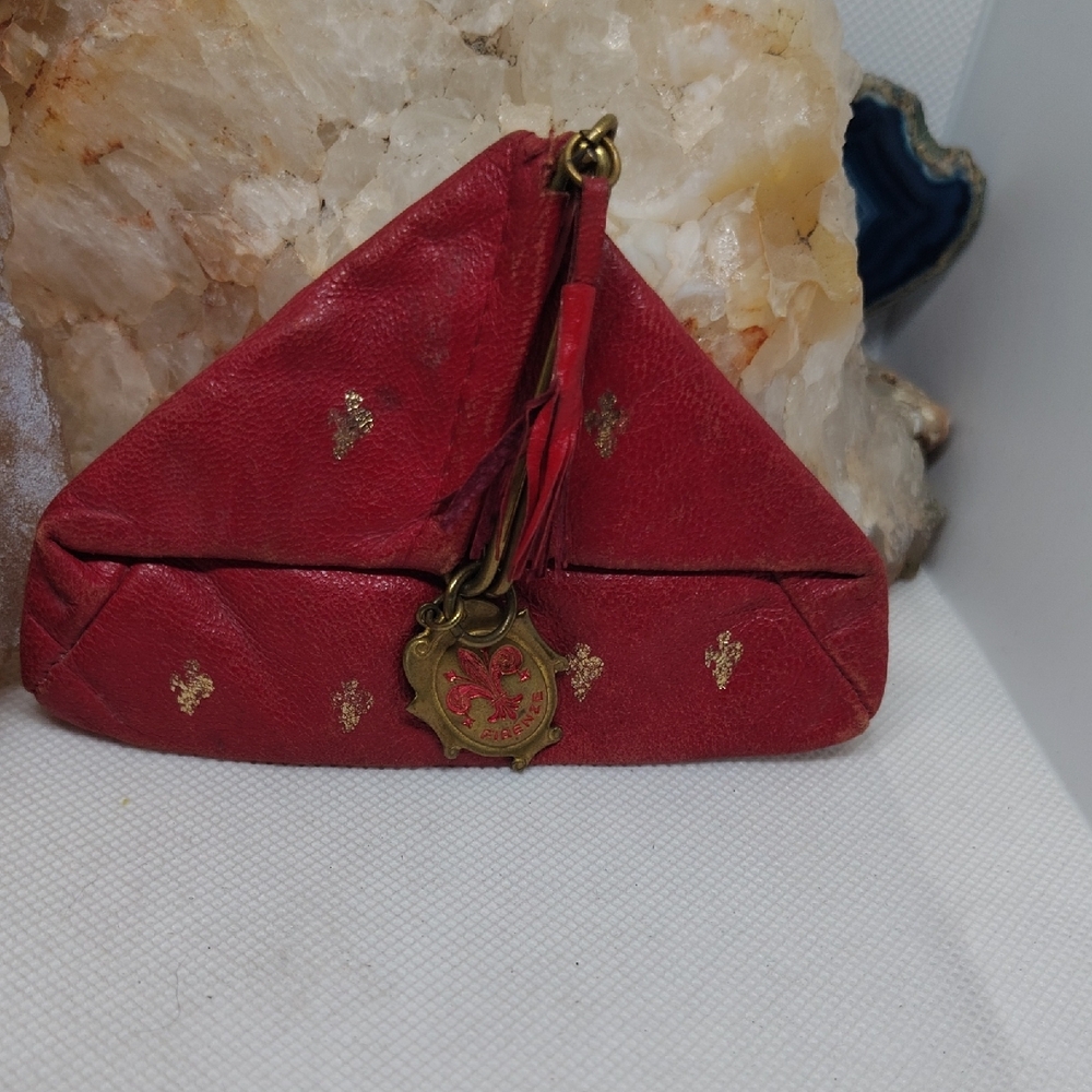 Vintage Firenze Red Coin Purse with Gold Tone Accents - Picture 7 of 9